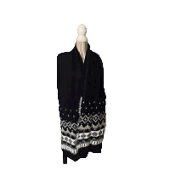 Cejon Knitted Black & White Pearl Detail Blanket Knit Warm Scarf Women - Picture 1 of 9